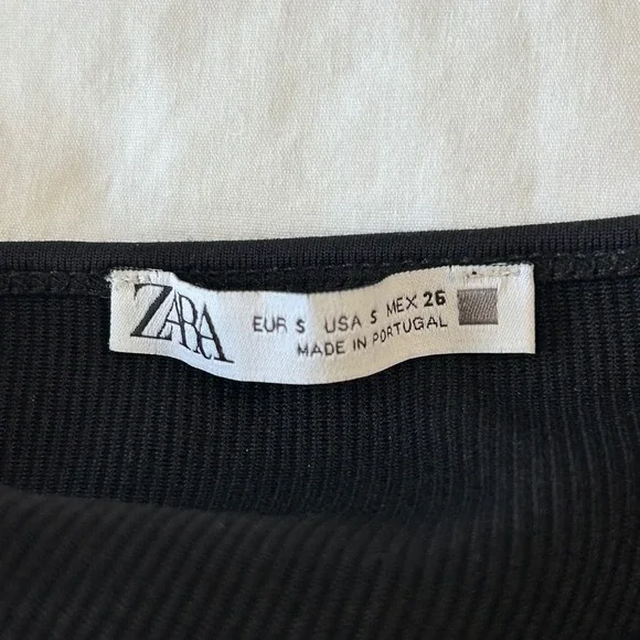 ZARA Black Ribbed Halter Neck Crop Top Tie Back Small whimsy goth - Picture 4 of 4